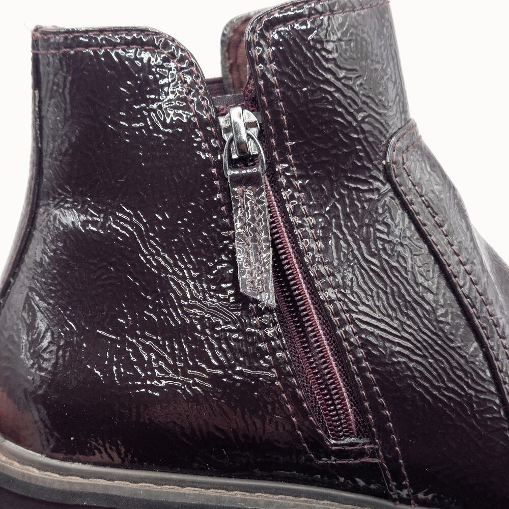 Clarks Women’s Airabell Ankle Boots Patent Leather Zip Wedge Whimsigoth Sz 8 - Picture 5 of 8